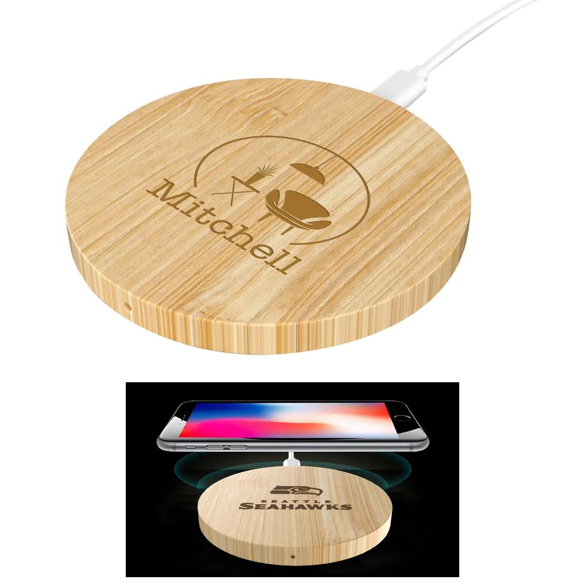 15W Round Bamboo Wireless Charger 1 of 1