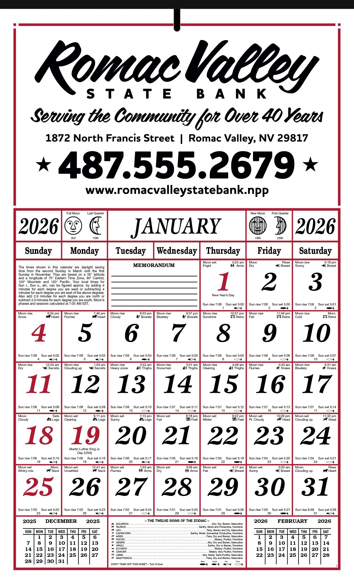Skinner & Kennedy™ 7-Sheet Almanac 1 of 4