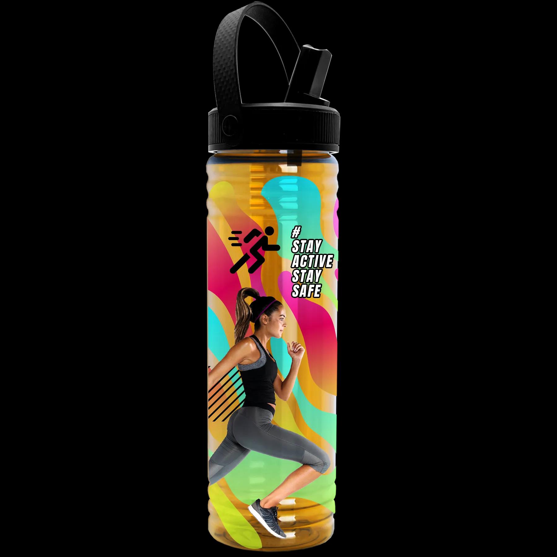 Garyline® Slim Fit RPET Bottle with Flip-Straw, Swivel-Handle Lid - 24 oz. 38 of 45