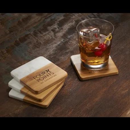 Marble and Bamboo Coaster Set 1 of 9