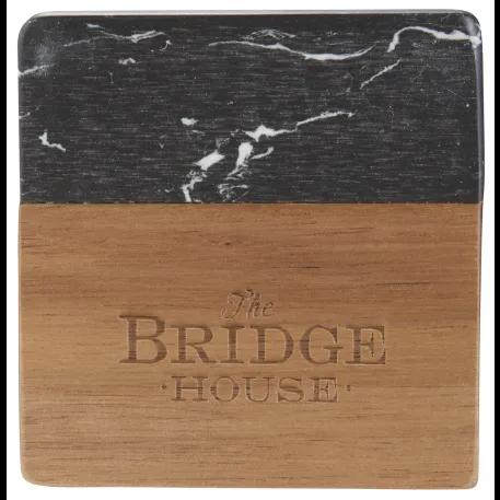 Black Marble and Wood Coaster Set 7 of 7