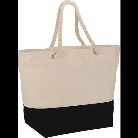 Zippered 12oz Cotton Canvas Rope Tote 1 of 3