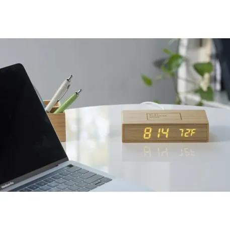 Bamboo Wireless Charging Desk Clock 4 of 13