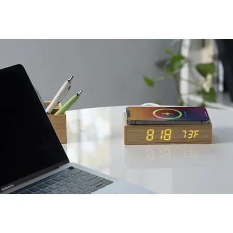 Bamboo Wireless Charging Desk Clock 7 of 13