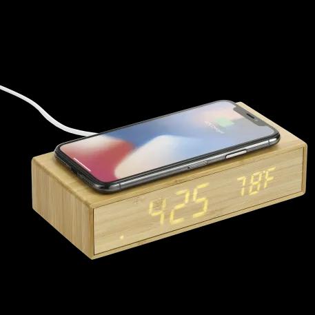 Bamboo Wireless Charging Desk Clock 6 of 13