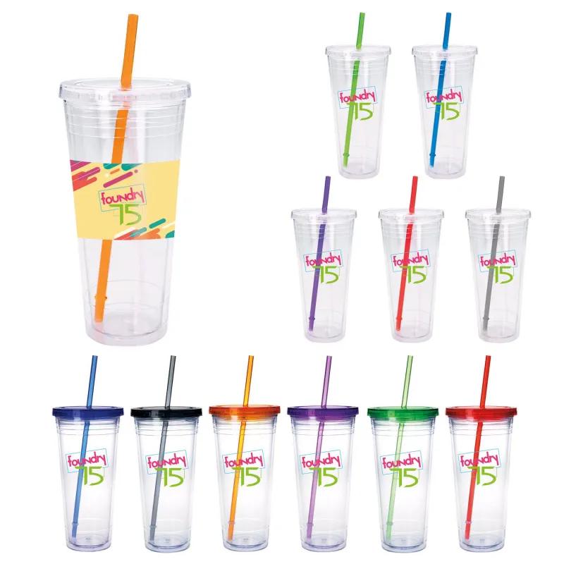 Clear Tumbler with Colored Lid - 24 oz.