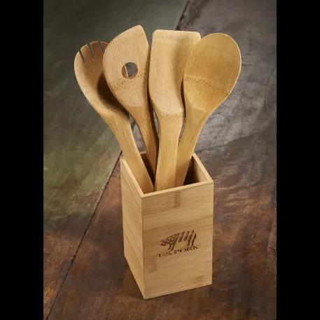 Bamboo 4-piece Kitchen Tool Set and Canister 5 of 7