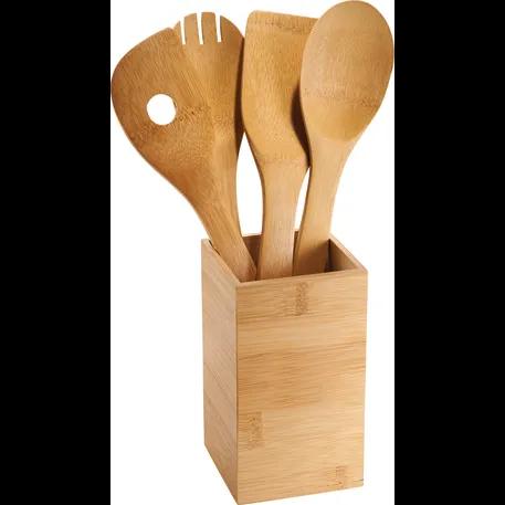 Bamboo 4-piece Kitchen Tool Set and Canister 2 of 7