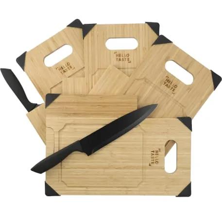 Bamboo Cutting Board with Knife 1 of 4