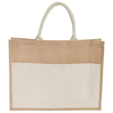 Jute Shopper Tote with Recycled Cotton Pocket 1 of 9