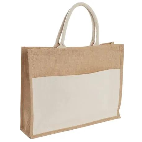 Jute Shopper Tote with Recycled Cotton Pocket 5 of 9