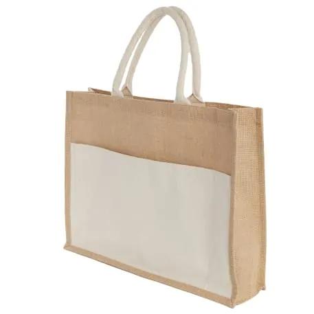 Jute Shopper Tote with Recycled Cotton Pocket 4 of 9