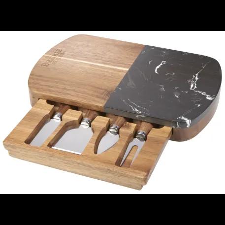 Black Marble Cheese Board Set with Knives