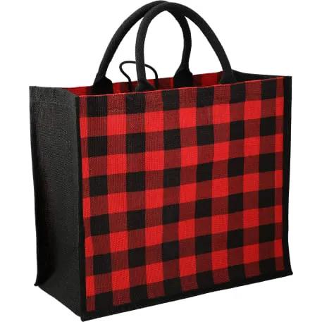 Buffalo Plaid Printed Jute Tote 9 of 17