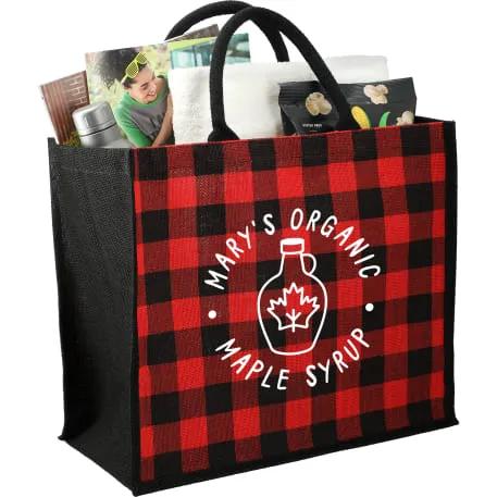 Buffalo Plaid Printed Jute Tote 14 of 17