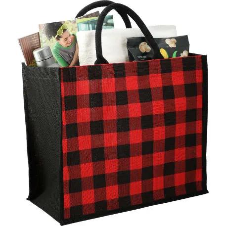 Buffalo Plaid Printed Jute Tote 11 of 17