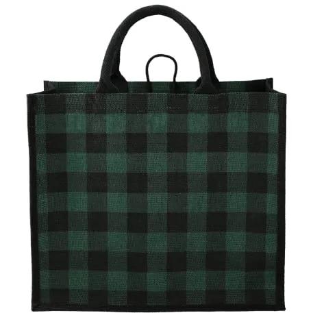 Buffalo Plaid Printed Jute Tote 8 of 17