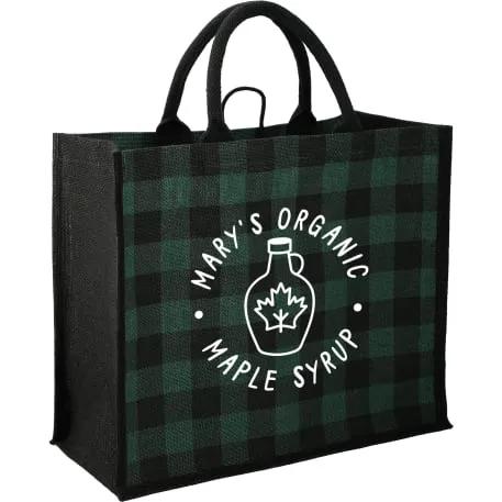 Buffalo Plaid Printed Jute Tote 7 of 17