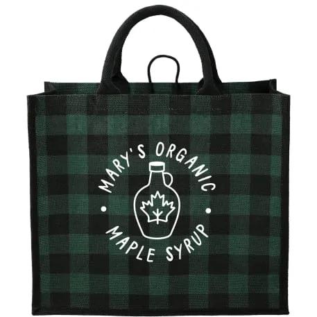 Buffalo Plaid Printed Jute Tote 1 of 17