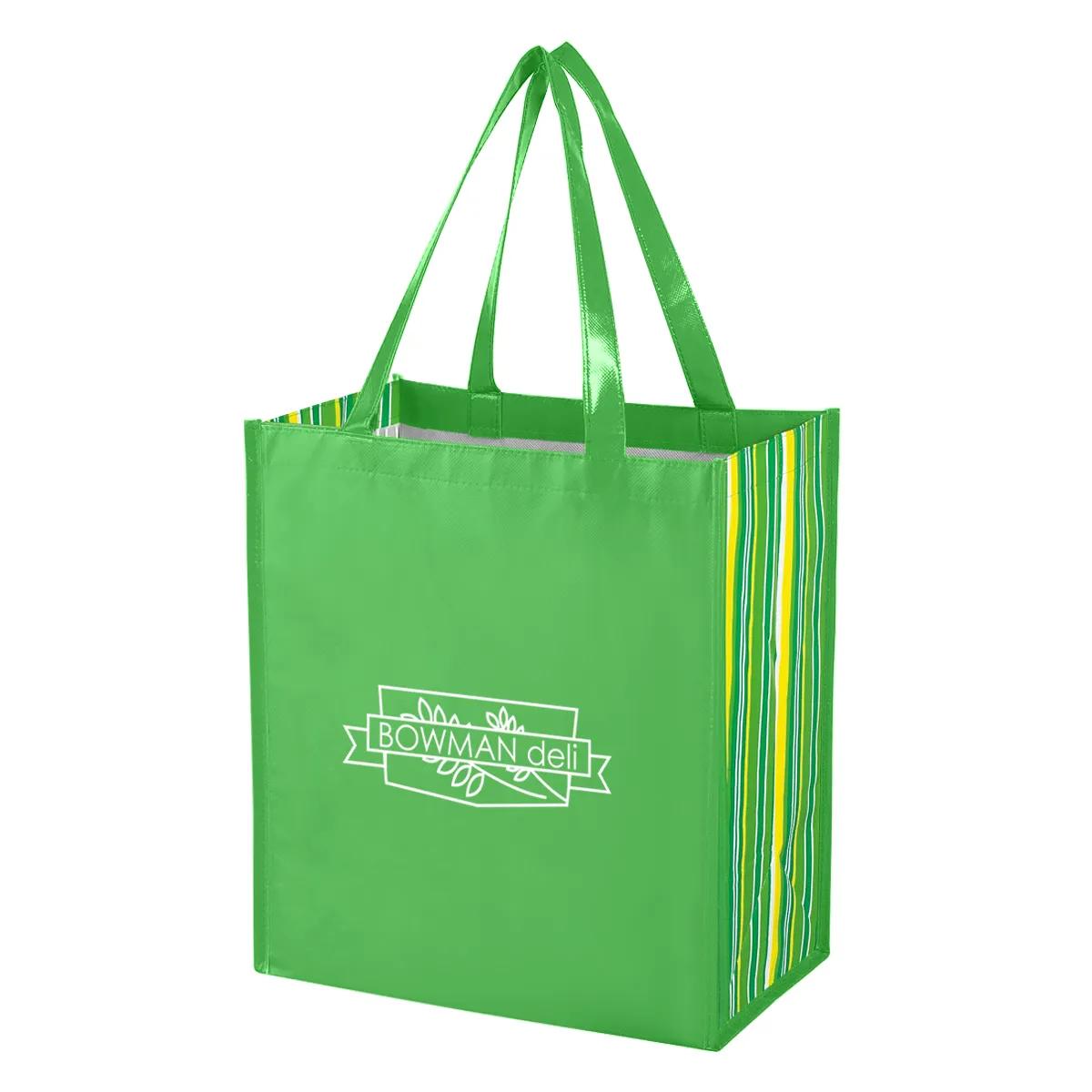 Shiny Laminated Non-Woven Tropic Shopper Tote Bag 2 of 3