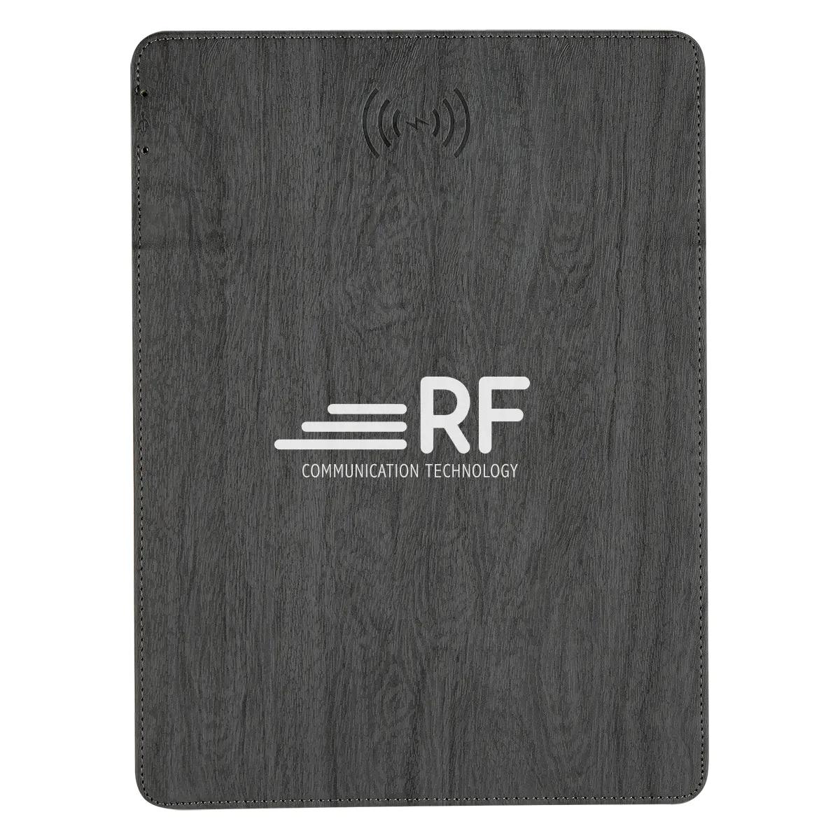 Woodgrain Wireless Charging Mouse Pad With Phone Stand 1 of 2