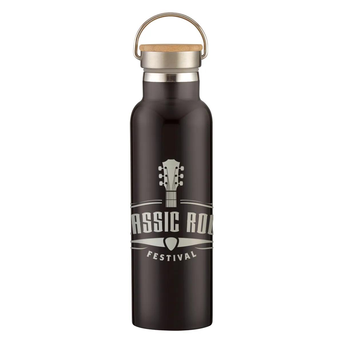 21 Oz. Full Laser Tipton Stainless Steel Bottle With Bamboo Lid 1 of 9