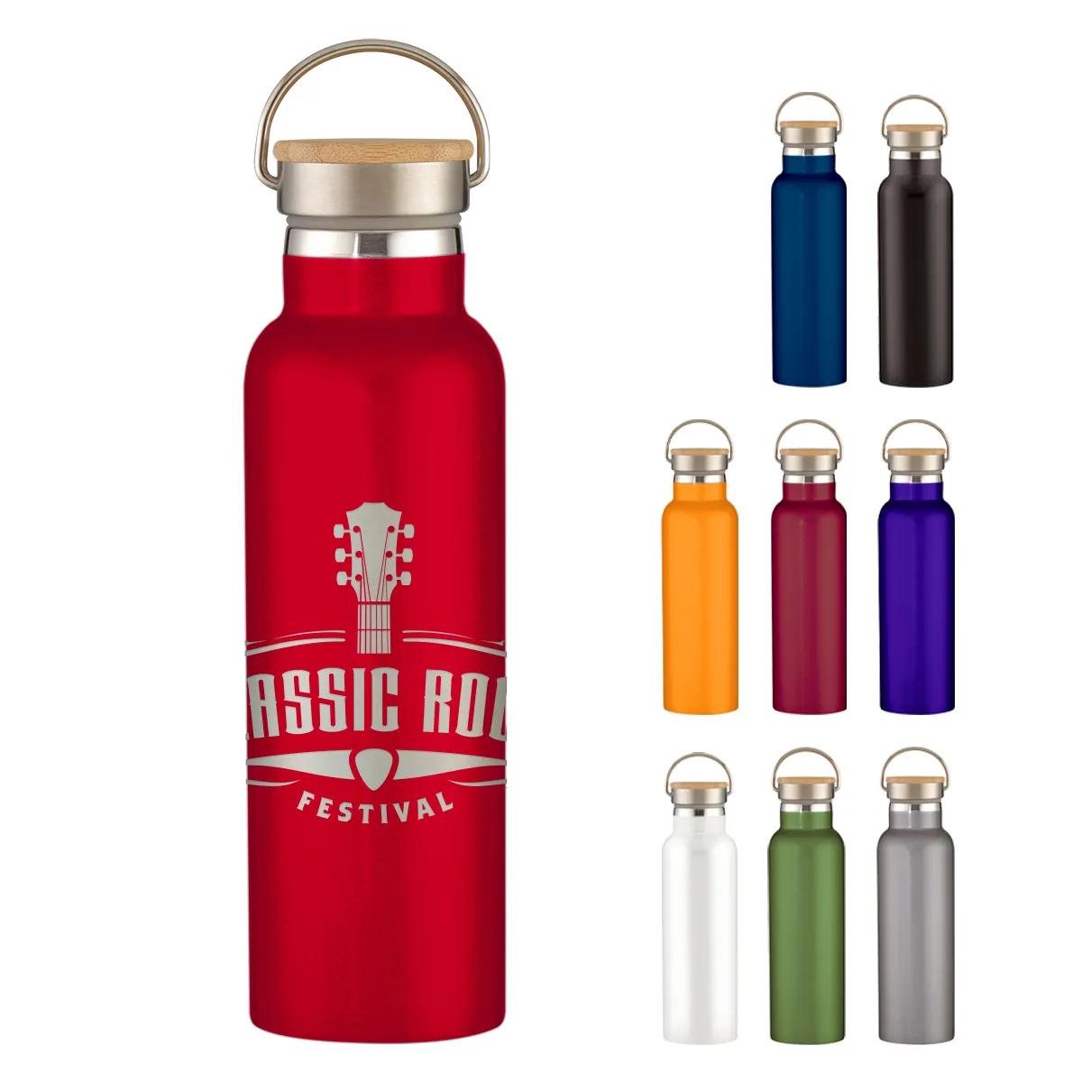 21 Oz. Full Laser Tipton Stainless Steel Bottle With Bamboo Lid