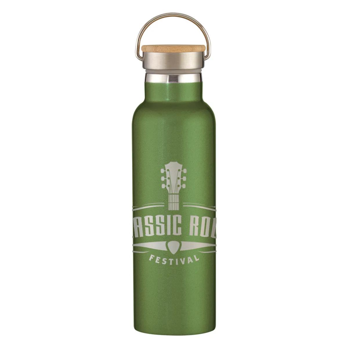 21 Oz. Full Laser Tipton Stainless Steel Bottle With Bamboo Lid 3 of 9