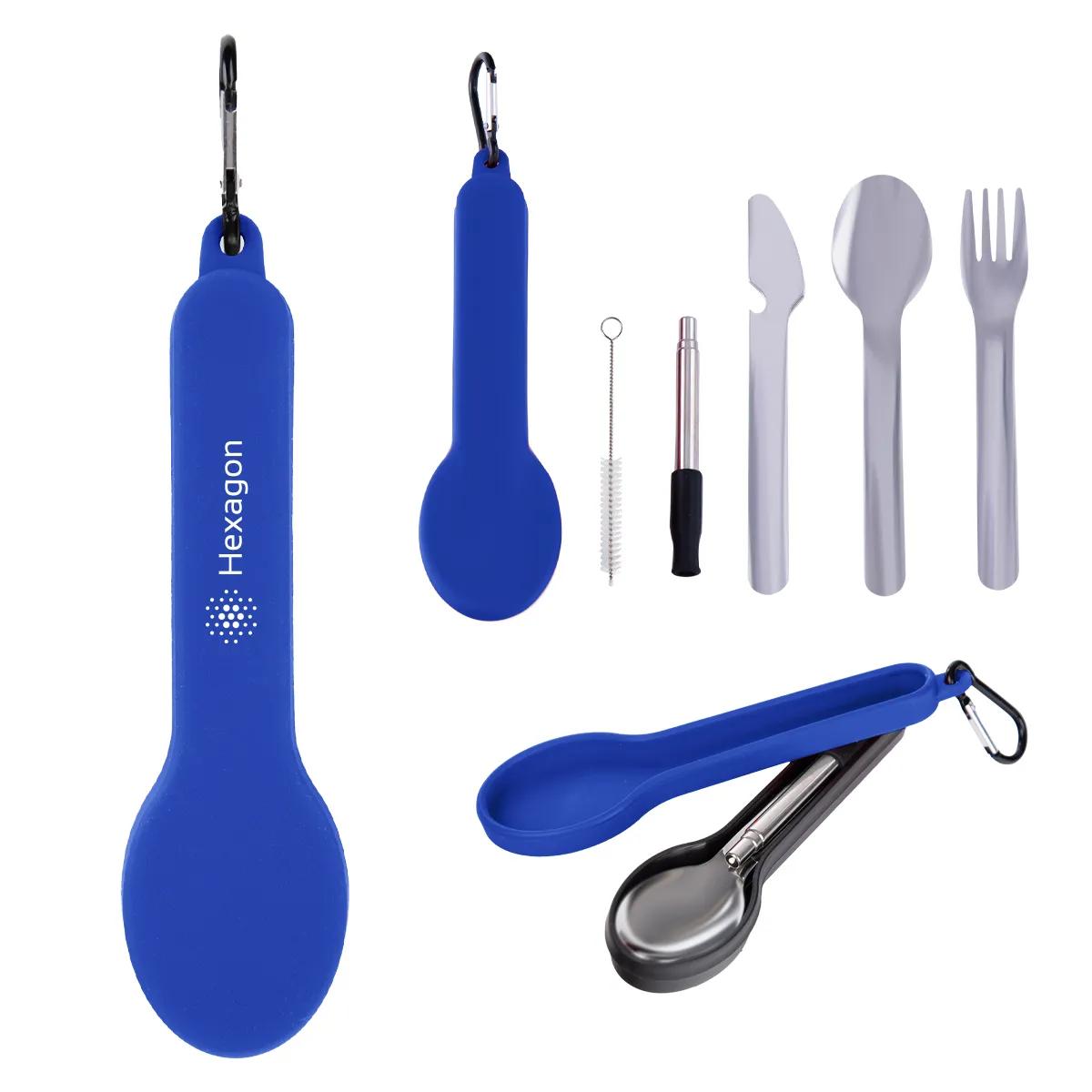 Travel Utensil Set With Silicone Holder 1 of 5