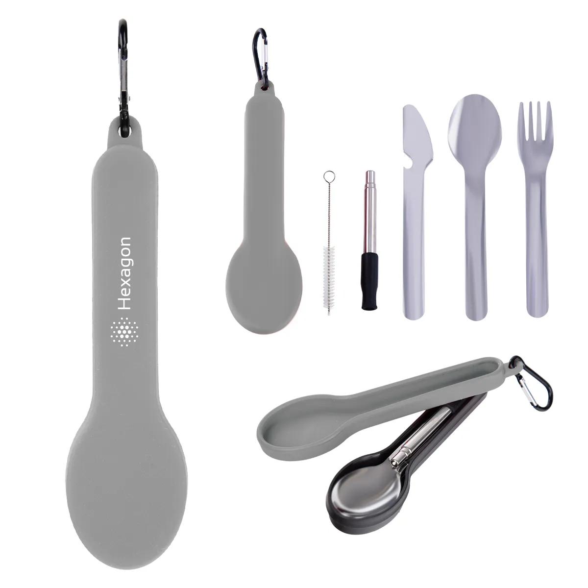 Travel Utensil Set With Silicone Holder 2 of 5