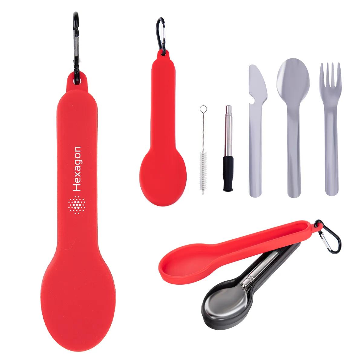 Travel Utensil Set With Silicone Holder 3 of 5