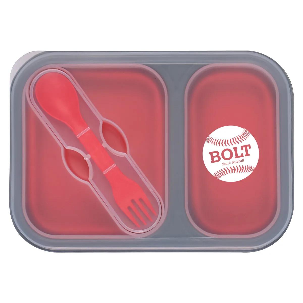 Collapsible 2-Section Food Container With Dual Utensil 3 of 3