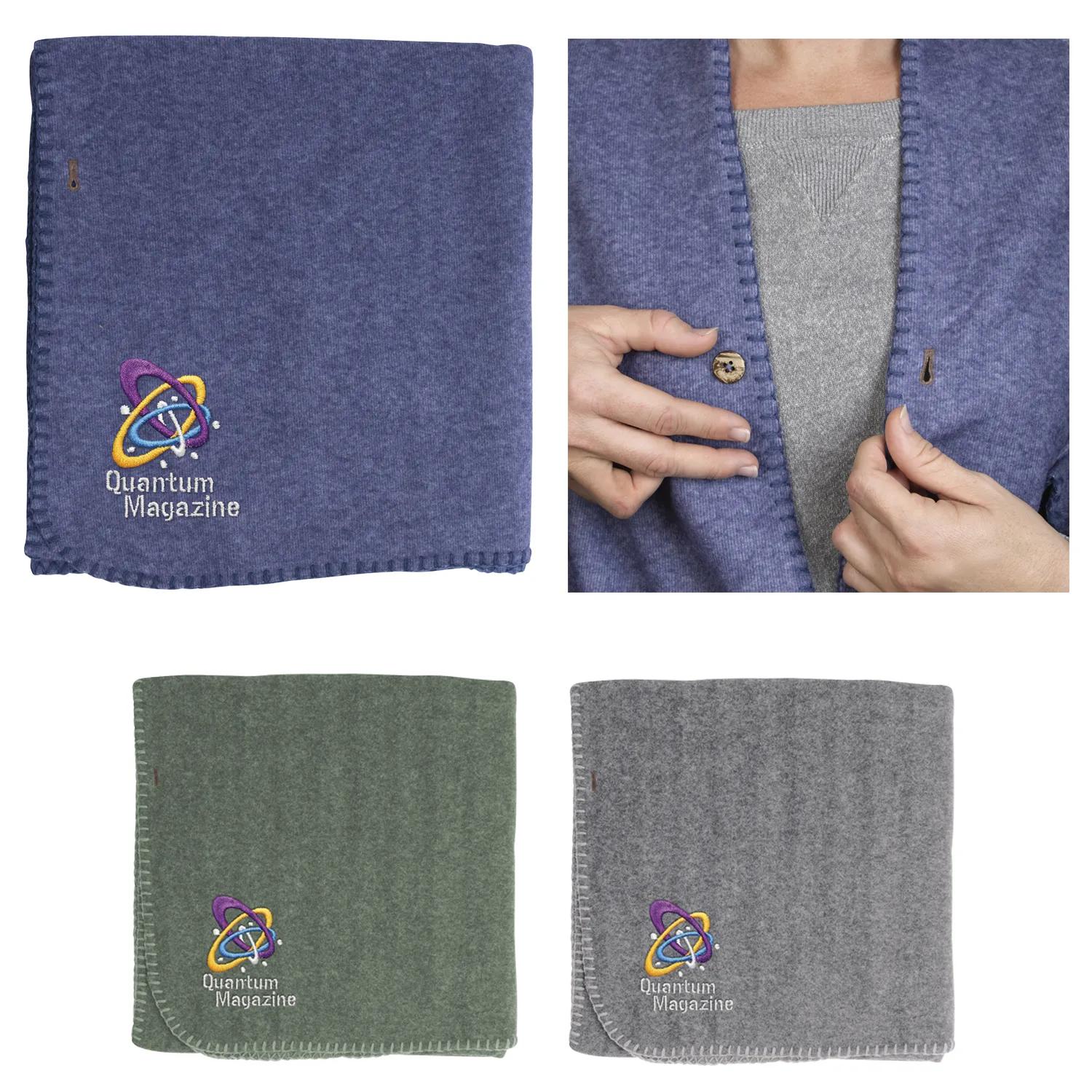 Heathered Shawl Blanket with Button 16 of 25