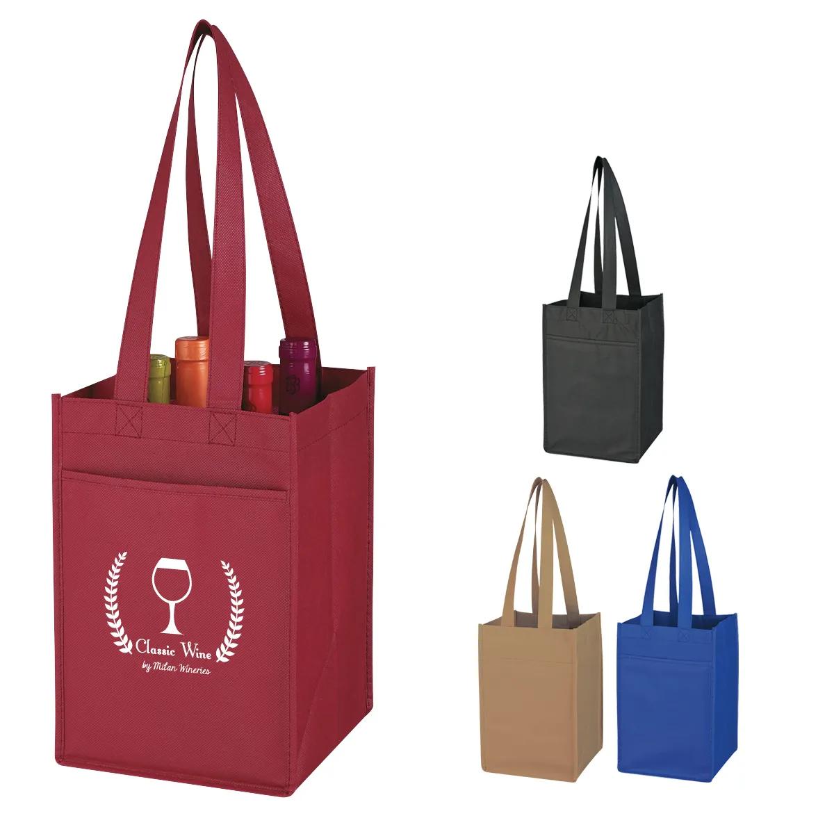 Non-Woven 4 Bottle Wine Tote Bag 3 of 4