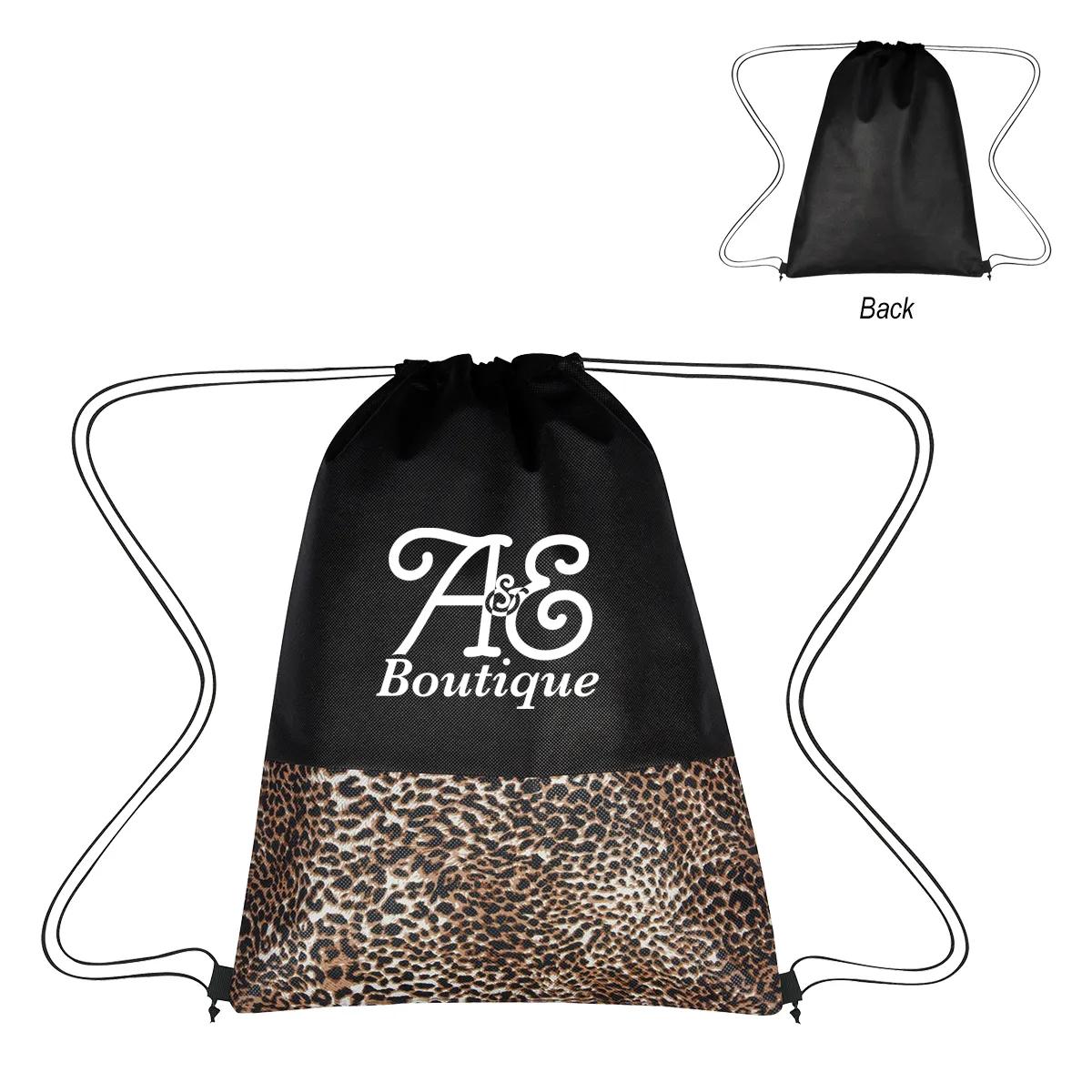 LEOPARD PRINT NON-WOVEN DRAWSTRING BAG