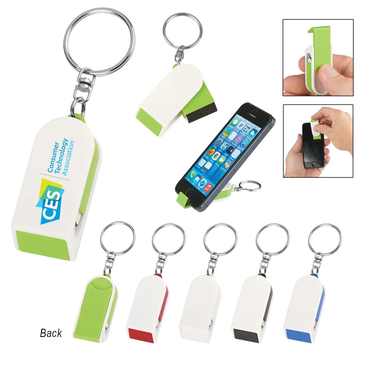 Phone Stand And Screen Cleaner Combo Key Chain 1 of 6