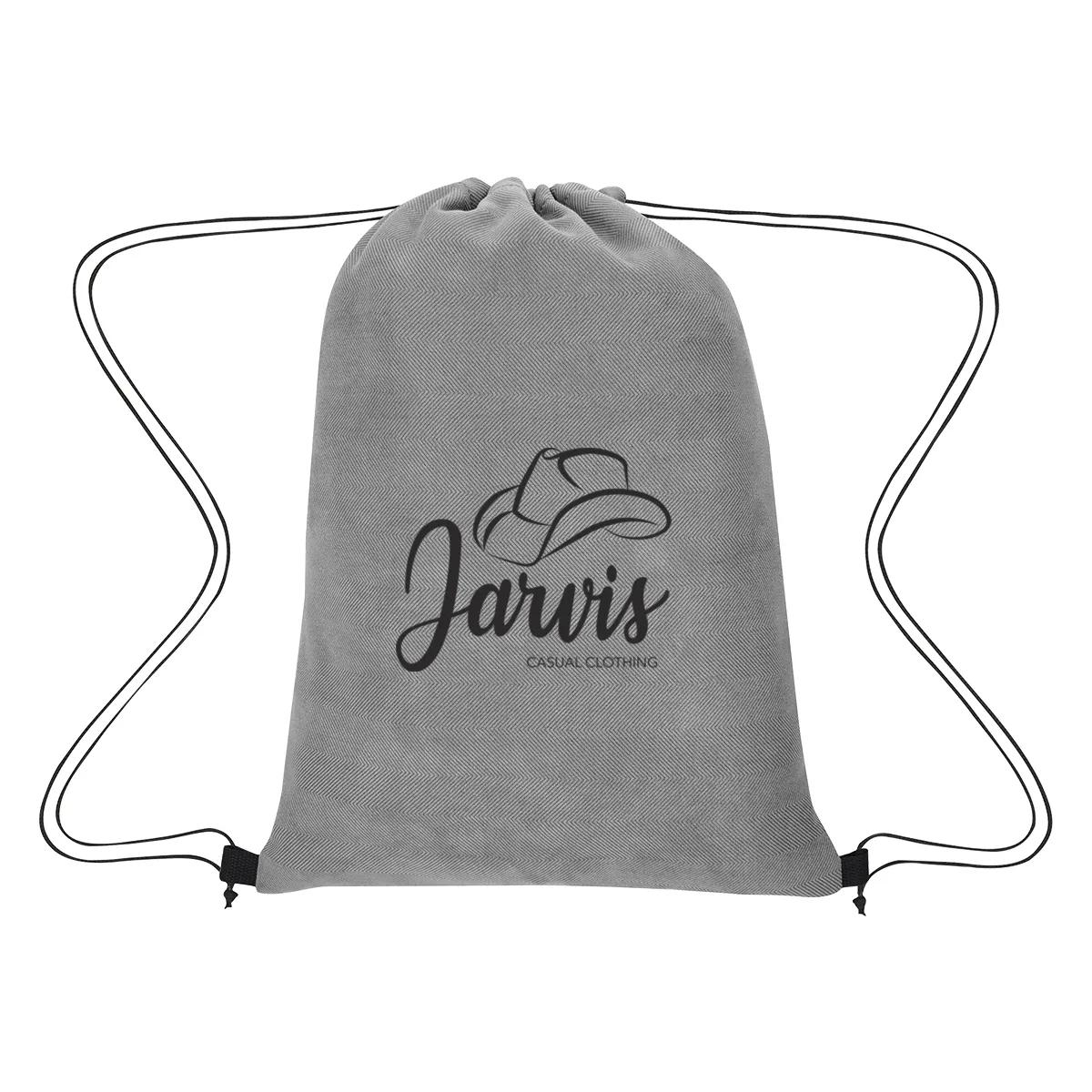 Posh Herringbone Drawstring Bag