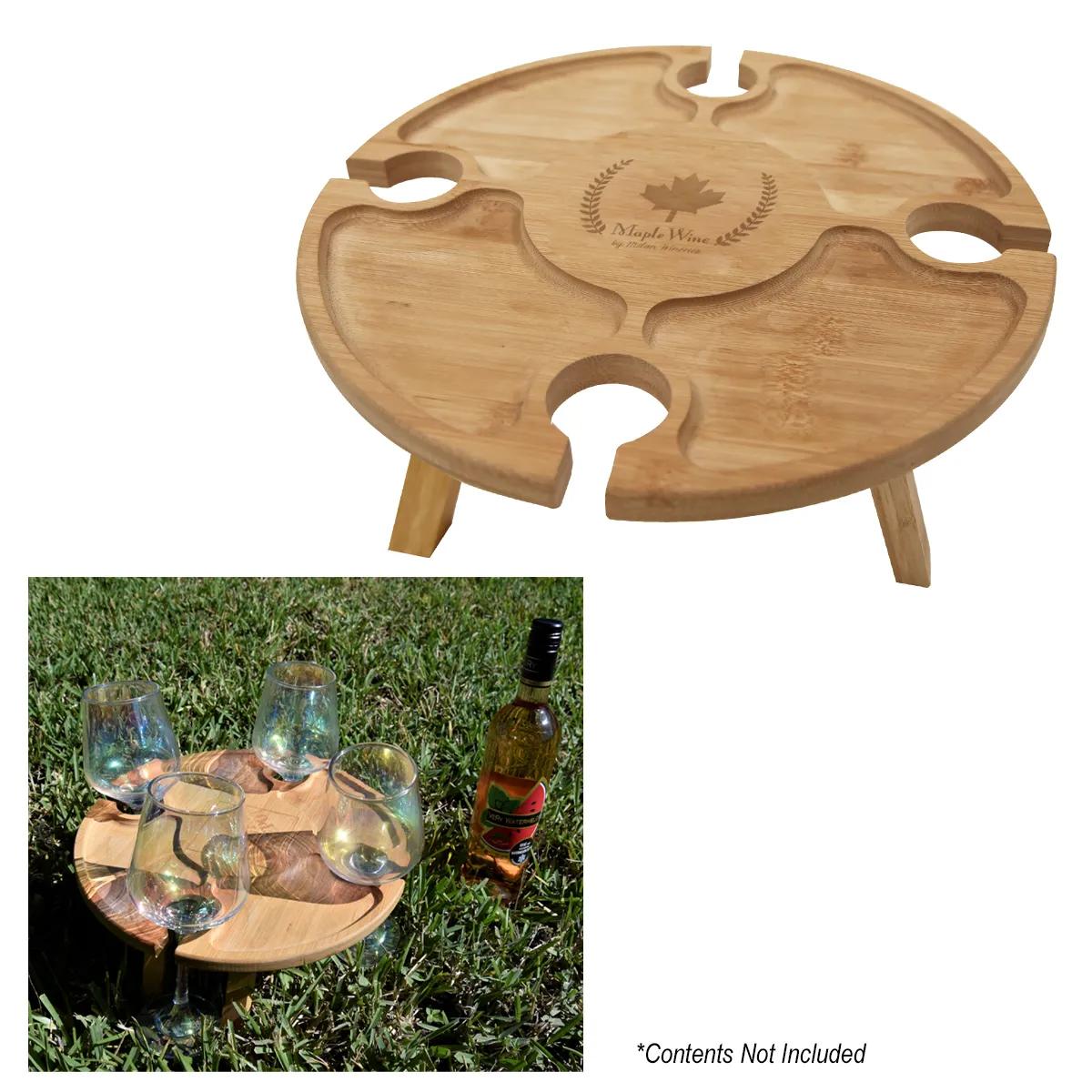 Bamboo Portable Wine & Cheese Table 1 of 1