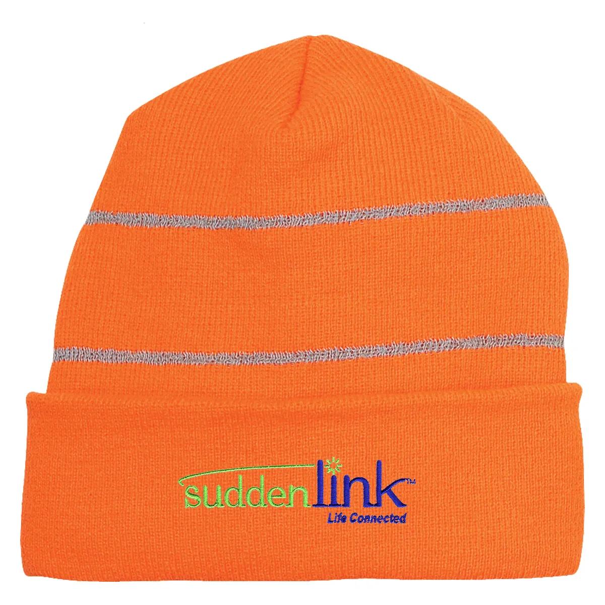 Knit Cuff Beanie With Reflective Stripes 2 of 2